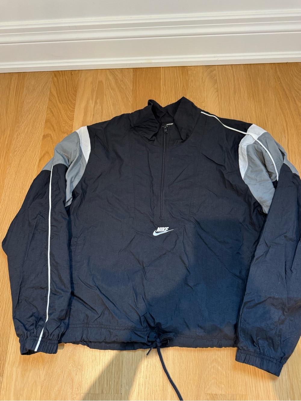 Nike Black and Gray Half-Zip Windbreaker Pullover